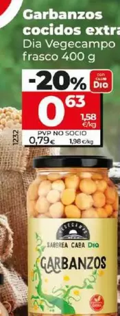 Oferta de Dia Vegecampo - Garbanzos Cocidos Extra por 0,63€ en Dia