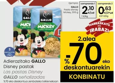 Oferta de Gallo - Las Pastas Disney  por 2,1€ en Eroski