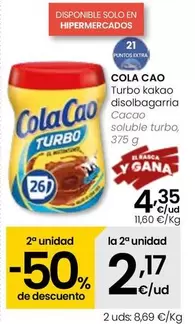 Oferta de Cola Cao - Cacao Soluble Turbo por 4,35€ en Eroski