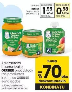 Oferta de Gerber - Tarrito Pera Y Plátano por 1,95€ en Eroski