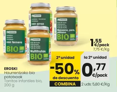 Oferta de Eroski - Tarritos Infantiles Bio por 1,55€ en Eroski