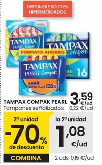 Oferta de Tampax Compak Pearl - Tampones  por 3,59€ en Eroski