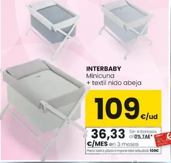 Oferta de Interbaby - Minicuna + Textil Nido Abeja  por 109€ en Eroski