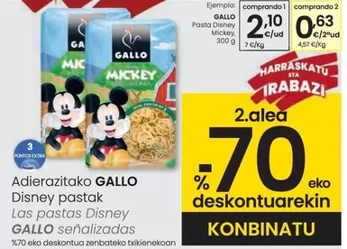 Oferta de Gallo - Las Pastas Disney por 2,1€ en Eroski