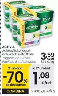 Oferta de Activia - Yogur Naturales por 3,59€ en Eroski