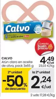 Oferta de Calvo - Atun Claro En Aceite De Oliva por 4,49€ en Eroski