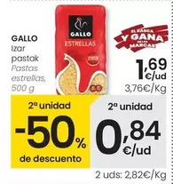 Oferta de Gallo - Pastas Estrellas por 1,69€ en Eroski