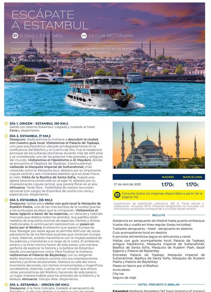 Oferta de Escapate A Estambul por 1170€ en Viajes El Corte Inglés