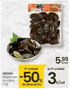 Oferta de Eroski - Mejillones Al Vapor por 5,99€ en Eroski