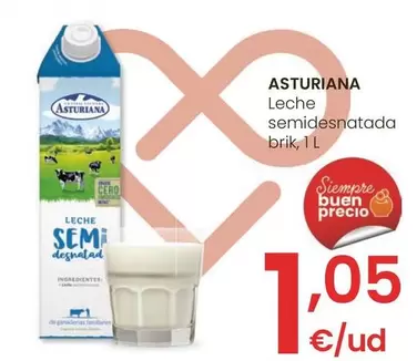 Oferta de Asturiana - Leche Semidesnatada por 1,05€ en Eroski