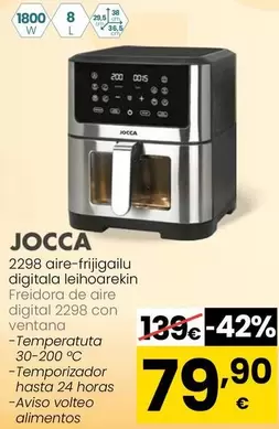 Oferta de Jocca - Freidora De Aire Digital 2298 Con Ventana  por 79,9€ en Eroski