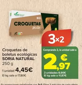 Oferta de Soria Natural - Croquetas De Boletus Ecologicas por 4,45€ en Carrefour