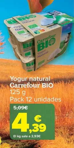 Oferta de Carrefour Bio - Yogur Natural   por 4,39€ en Carrefour