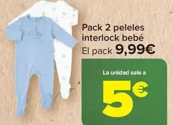 Oferta de Tex - Pack 2 Peleles Interlock Bebe por 9,99€ en Carrefour