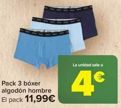 Oferta de Pack 3 Boxer Algodon Hombre por 11,99€ en Carrefour