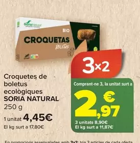 Oferta de Soria Natural - Croquetas De Boletus Ecologicas por 4,45€ en Carrefour