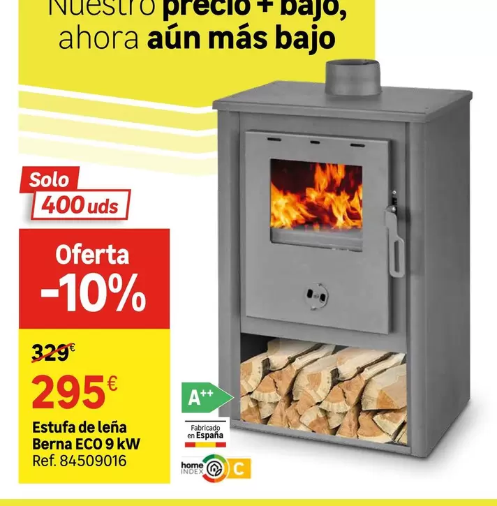 Oferta de Home - Estufa De Lena Berna Eco 9 Kw por 295€ en Leroy Merlin