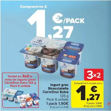 Oferta de Carrefour - Extra Logurt Grec Stracciatella por 1,27€ en Carrefour Market