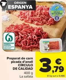 Oferta de Circulo De Calidad - circulo de calidad - preparado de carne picada d'anoll por 3,79€ en Carrefour Market