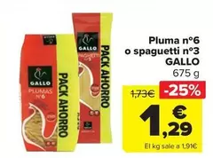 Oferta de Gallo - Pluma n6 O Spaguetti n3 por 1,29€ en Carrefour Market