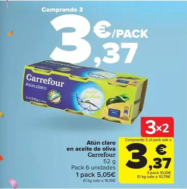 Oferta de Carrefour - Atun Claro En Aceite De Oliva por 5,05€ en Carrefour Market