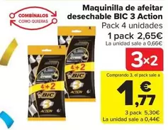 Oferta de BIC - Maquinilla De Afeitar Desechable 3 Action por 2,65€ en Carrefour Market