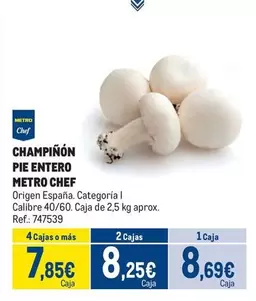 Oferta de Chef - Metro  - Champiñón Pie Entero por 8,69€ en Makro