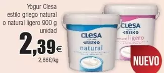 Oferta de Clesa - Yogur  Estilo Griego Natural O Natural Ligero por 2,39€ en Froiz