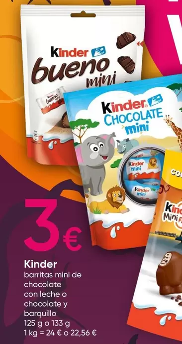 Oferta de Kinder - Barritos Mini De Chocolate Con Leche O Achocolate Y Barquillo por 2,59€ en Pepco