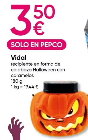 Oferta de Vidal - Recipiente En Forma De Calabaza Halloween Con Caramelos por 3,5€ en Pepco