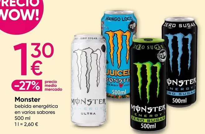 Oferta de Monster - Bebida Energética En Varios Sabores por 1,3€ en Pepco