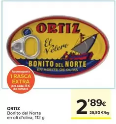 Oferta de Ortiz - Bonito Del Norte En Oli D'Oliva por 2,89€ en Caprabo