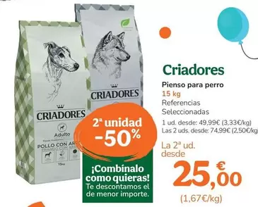 Oferta de Criadores -  Pienso Para Perro por 49,99€ en Tiendanimal