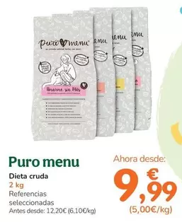 Oferta de Puro Menu - Dieta Cruda  por 9,99€ en Tiendanimal