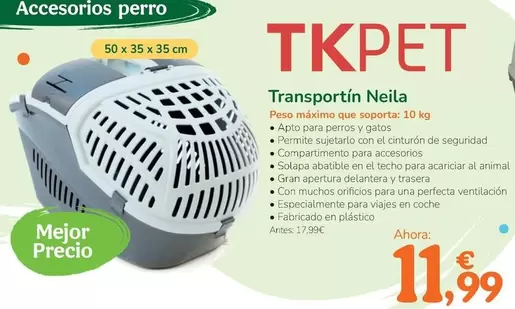 Oferta de TK-Pet - Transportín Neila por 11,99€ en Tiendanimal