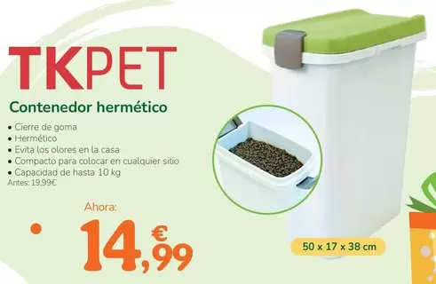 Oferta de Tkpet - Contenedor Hermético por 14,99€ en Tiendanimal