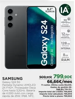 Oferta de Total - Samsung - Galaxy S24 5g por 799,9€ en El Corte Inglés