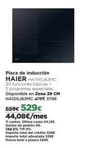 Oferta de Haier - Placa De Inducción por 529€ en El Corte Inglés