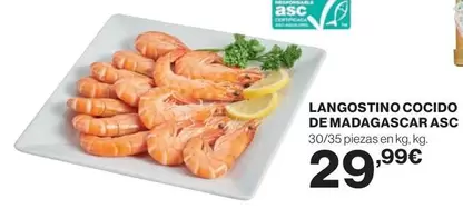 Oferta de Langostino Cocido De Madagascar Asc por 29,99€ en El Corte Inglés