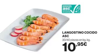 Oferta de Langostino Cocido Asc por 10,95€ en El Corte Inglés