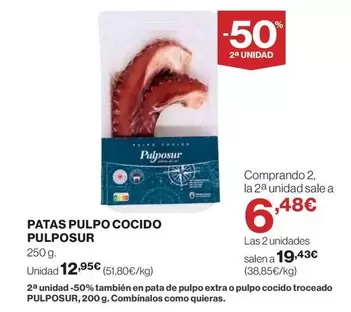 Oferta de Pulposur - Patas Pulpo Cocido por 12,95€ en El Corte Inglés