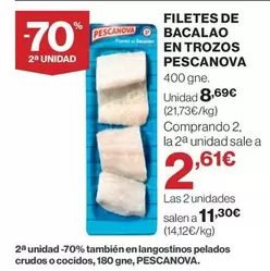 Oferta de Pescanova - Filetes De Bacalao En Trozos por 8,69€ en El Corte Inglés