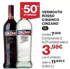 Oferta de Cinzano - Vermouth Rosso O Bianco por 7,95€ en Hipercor