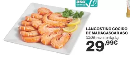 Oferta de Langostino Cocido De Madagascar Asc por 29,99€ en Supercor