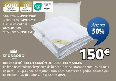 Oferta de Kronborg - Relleno Nordico Plumon De Pato Telemarken por 150€ en JYSK