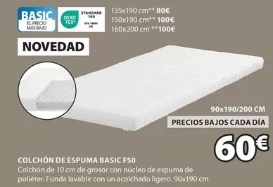 Oferta de Standard - Colchón De Espuma Basic F50 por 60€ en JYSK