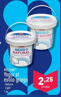 Oferta de Milsani - Yogur Al Estilo Griego Natural por 2,25€ en ALDI