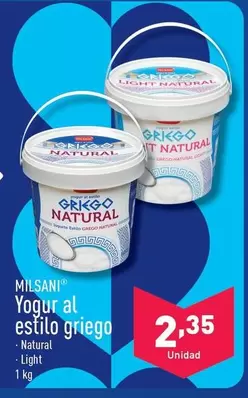 Oferta de Milsani - Yogur Al Estilo Griego por 2,35€ en ALDI