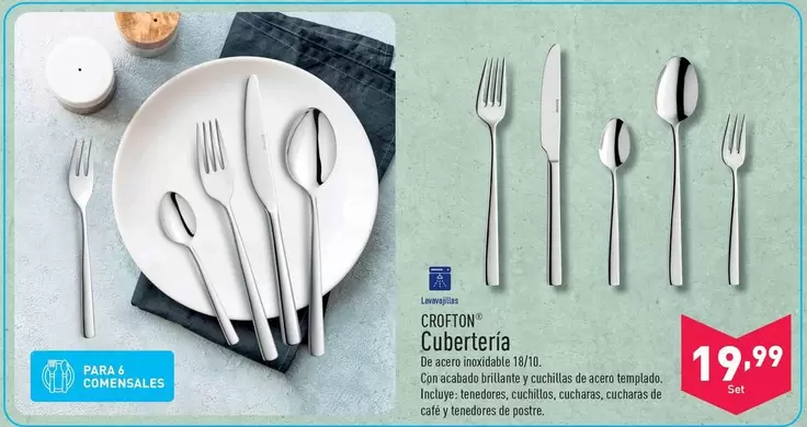 Oferta de Crofton - Cubertería por 19,99€ en ALDI