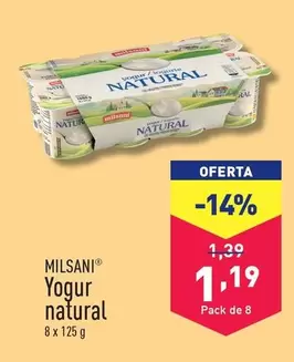 Oferta de Milsani - Yogur Natural por 1,19€ en ALDI